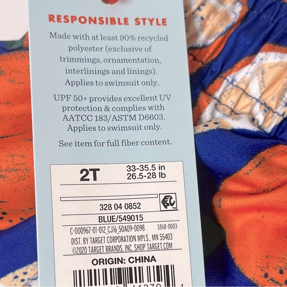 Cat & Jack Orange & Blue Swim Trunks Size 2T  NEW! - Picture 6 of 6